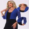 Allegra K Lace Shrug for Women Elegant 3/4 Sleeve Open Front Sheer Floral Cardigan Formal Bolero Jacket Large Royal Blue view 2