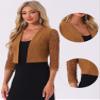 Allegra K Lace Shrug for Women Elegant 3/4 Sleeve Open Front Sheer Floral Cardigan Formal Bolero Jacket Large Brown view 2