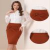 Allegra K Wear to Work Skirt for Women's 2025 Ruched High Waist Knee Length Pencil Bodycon Skirts X-Small Caramel view 2