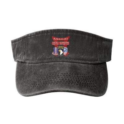101 Airborne - 187th Infantry - Rakkasans Washed Denim Visor Hat for Men & Women, Adjustable Sun Cap with UV Protection