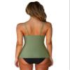 SUUKSESS Women's Tummy Control Tankini Halter Swimsuits Push Up Flowy Knot Front Bathing Suit 2 Piece Modest Swimwear(Green,S) view 2