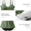 SUUKSESS Women's Tummy Control Tankini Halter Swimsuits Push Up Flowy Knot Front Bathing Suit 2 Piece Modest Swimwear(Green,S) view 3