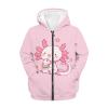 Belidome Girls Axolotl Kids Hoodies Hooded Jacket for School Athletic Full Zipper Long Sleeve Winter Spring Coat view 1