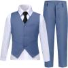 Boys Suits Size 2 Toddler Kids Blue Gray Suits for Boys Boy's Dress Vest Pants Suit Set First Communion Easter Outfits view 1