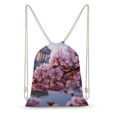 SDTKLHW Drawstring Backpack Cherry Blossoms Printed Drawstring Bags Sport Gym Sackpack Sports Sackpack for Beach Hiking Yoga Travel