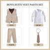 Laimi Duo Boy Suits Slim Fit Champagne Suits for Boys Vest Pants Set Toddler Kids Wedding Christmas Outfits Size 3T view 2