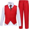 Boys Suits Slim Fit Toddler Kids Red Suits for Boys Dress Vest Pants Set First Communion Graduation Outfits Size 4 view 1