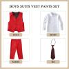 Boys Suits Slim Fit Toddler Kids Red Suits for Boys Dress Vest Pants Set First Communion Graduation Outfits Size 4 view 2