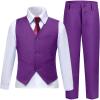Boys Suits Slim Fit Toddler Kids Purple Suits for Boys Dress Vest Pants Set Wedding Ring Bearer Outfits Size 4 view 1