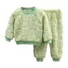 Kids 2 Piece Kids Toddler Boys Girls Winter Fleece ajama Set Thicken Flannel Slepwear Tops+Pants Baby (Green, 8-9 Years) view 1