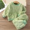 Kids 2 Piece Kids Toddler Boys Girls Winter Fleece ajama Set Thicken Flannel Slepwear Tops+Pants Baby (Green, 8-9 Years) view 2