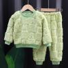 Kids 2 Piece Kids Toddler Boys Girls Winter Fleece ajama Set Thicken Flannel Slepwear Tops+Pants Baby (Green, 8-9 Years) view 3