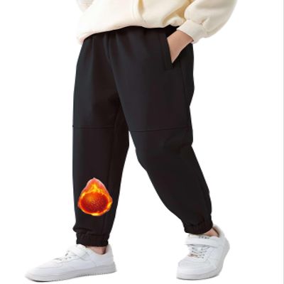 Echinodon Girls Waterproof Jogging Pants Kids Fleece Lined Trousers Outdoor Elastic Waist Hiking Cargo Pants Black 140