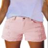 Pink Queen Summer Casual Ripped Denim Shorts for Women High Waist Frayed Hem Distressed Short Jeans Fashion Active Stretchy Short Denim Bottom Outfits Light Pink L view 1