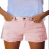 Pink Queen Summer Casual Ripped Denim Shorts for Women High Waist Frayed Hem Distressed Short Jeans Fashion Active Stretchy Short Denim Bottom Outfits Light Pink L view 2