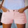 Pink Queen Summer Casual Ripped Denim Shorts for Women High Waist Frayed Hem Distressed Short Jeans Fashion Active Stretchy Short Denim Bottom Outfits Light Pink L view 3