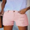 Pink Queen Summer Casual Ripped Denim Shorts for Women High Waist Frayed Hem Distressed Short Jeans Fashion Active Stretchy Short Denim Bottom Outfits Light Pink L view 4
