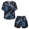 JEOCODY Dragonfly Pajamas for Women Plus Size 2 Piece Lounge Set with Pockets Comfy Sleepwear Cute Loungewear Comfy Pjs Lounge Sets with Pockets view 4