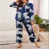 Brosloth Womens Satin Silky Pajama Set Long Sleeve Soft Pjs Sets Button Down Winter Fall Cute Leopard Print 2 Piece Loungewear Dark Blue 2XL view 2