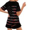 JEOCODY American Flag Pajamas Women Short Sleeve Sleepwear 2 Piece Loungewear Pajamas Set Soft Nightgowns Comfy Pjs Sets with Pockets Casual Short Sleeve Tops and Shorts view 3