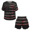 JEOCODY American Flag Pajamas Women Short Sleeve Sleepwear 2 Piece Loungewear Pajamas Set Soft Nightgowns Comfy Pjs Sets with Pockets Casual Short Sleeve Tops and Shorts view 4