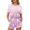 JEOCODY Cherry Blossom Pajamas for Women Soft 2 Piece Lounge Set with Pockets Short Sleeve Sleepwear Casual Pj Lounge Outfits Sets with Pockets Adult Loungewear view 2