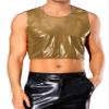 Lars Amadeus Christmas Golden Metallic Crop Tank Tops for Men's Holographic Sleeveless T-Shirt Rave Disco Shiny Vest Large view 1