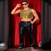 Lars Amadeus Christmas Golden Metallic Crop Tank Tops for Men's Holographic Sleeveless T-Shirt Rave Disco Shiny Vest Large view 2