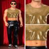 Lars Amadeus Christmas Golden Metallic Crop Tank Tops for Men's Holographic Sleeveless T-Shirt Rave Disco Shiny Vest Large view 4
