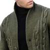 DGHM-JLMY Men's Shawl Collar Slim Fit Sweater Thick Warm Cable Knit Sweaters Cardigan Casual Open Front (Medium,Army Green) view 2