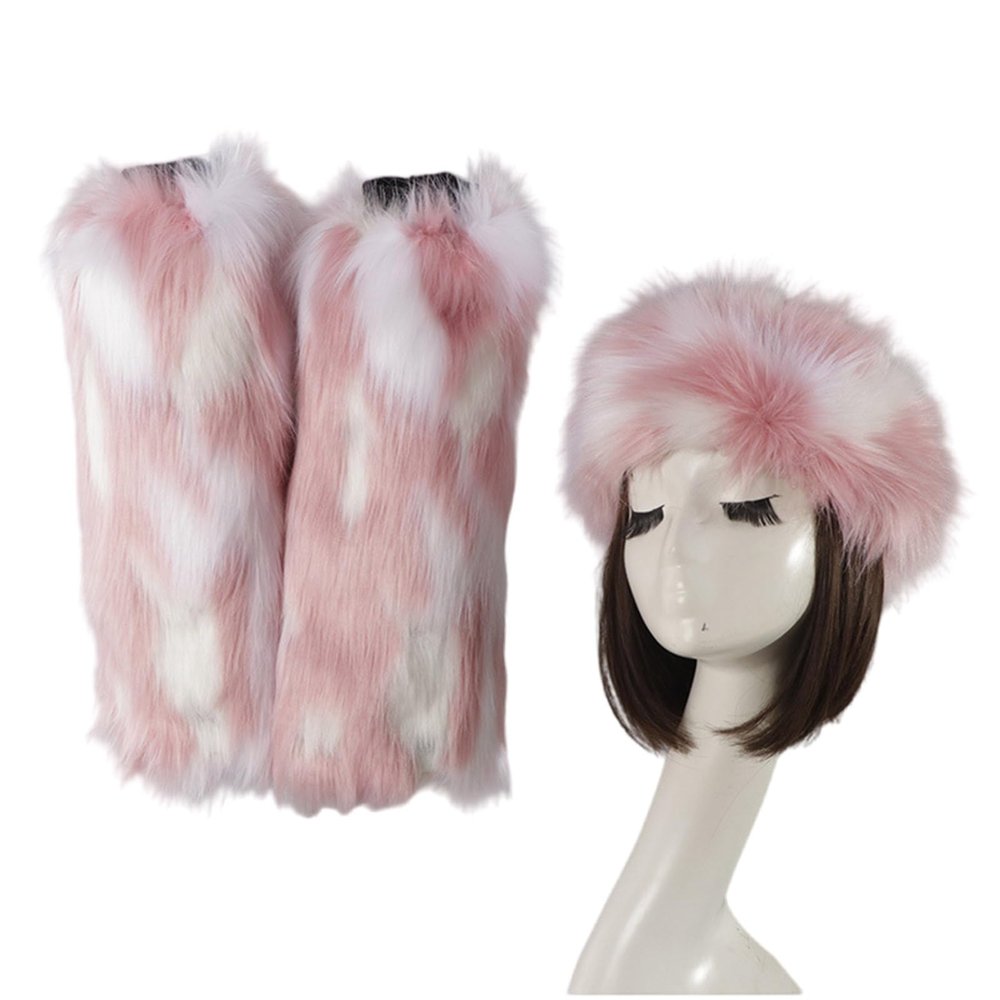 QERPON Women Faux Furred Leg Warmers Plush Hat Winter Boot Covers for Hot Girls Fuzzy Hat Leg Warmers Fashion Accessory