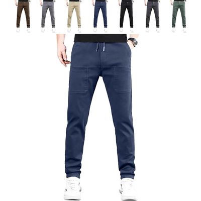 High Stretch Multi-Pocket Durable Cargo Pants, Stretch Cargo Pants Men (Navy,Small,Long)