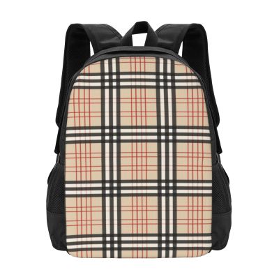 XIAOCHUNYI Beige Plaid Tartan Checkered Extra Large Packable Backpack Travel Casual Hiking Daypack Foldable Backpack For Women Men
