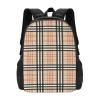 XIAOCHUNYI Beige Plaid Tartan Checkered Extra Large Packable Backpack Travel Casual Hiking Daypack Foldable Backpack For Women Men view 1