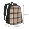 XIAOCHUNYI Beige Plaid Tartan Checkered Extra Large Packable Backpack Travel Casual Hiking Daypack Foldable Backpack For Women Men view 3