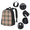 XIAOCHUNYI Beige Plaid Tartan Checkered Extra Large Packable Backpack Travel Casual Hiking Daypack Foldable Backpack For Women Men view 4