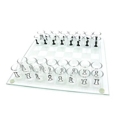 Glass Chess Set with 32PCS Acrylic Cups Chess and Wine Cup Game Shot Drinking Glass Chess Set for Adult, Toys.