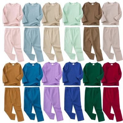 Newborn Baby Boy Girl Solid Ribbed Knitted Long Sleeve Romper Pants Cotton Infant Fall Winter (Blue, 9-12 Months)