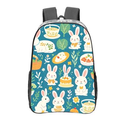 YTBNFDS Travel Backpack for Men Women,Stylish Clear Sports Back Pack with Dual Side Mesh Pockets - Cartoon Rabbit Print