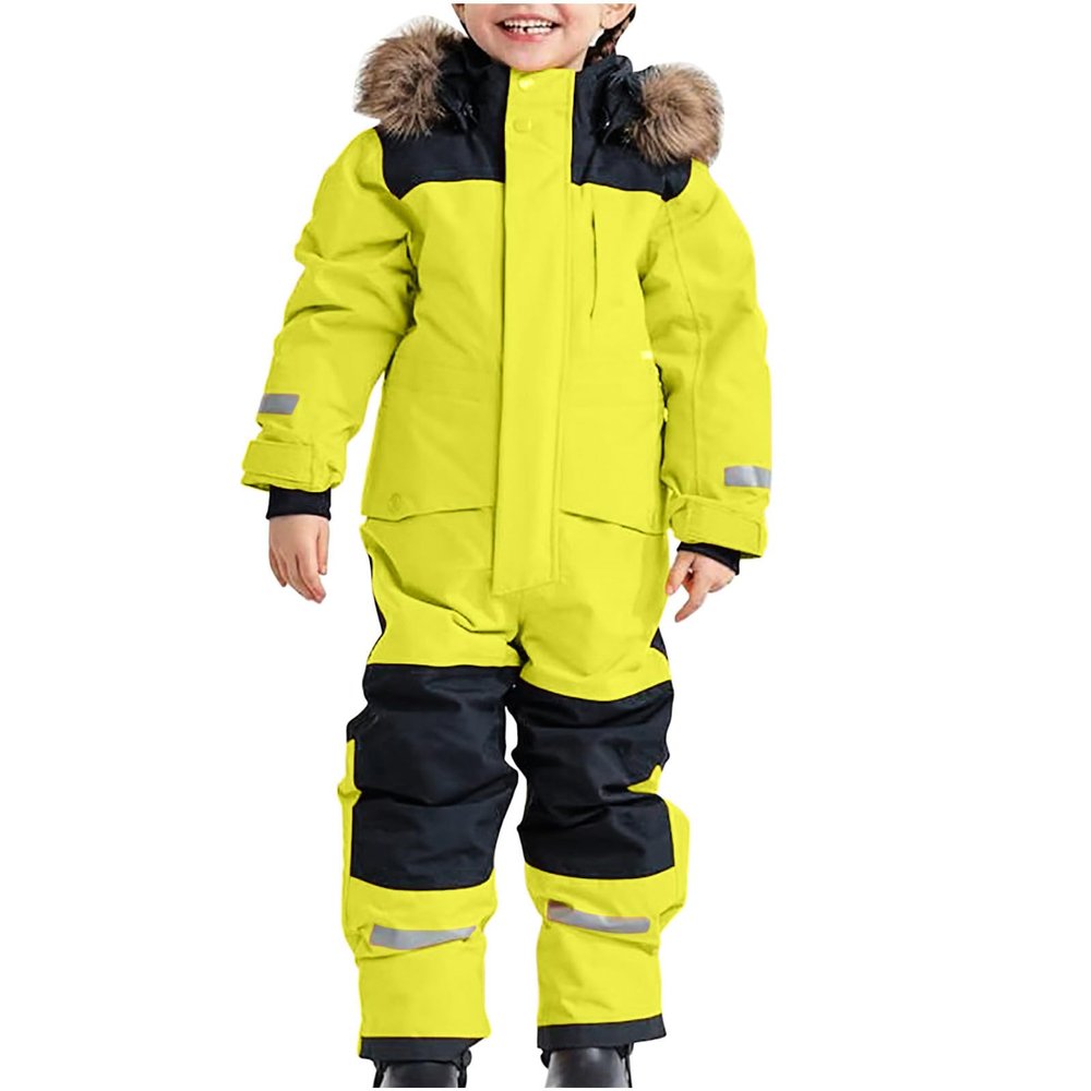 Kids Snow Suit, Kids Girls Boys Waterproof Colorful One Piece Snowsuits Coveralls Ski Suits Jackets Winter Thicken Waterproof Windproof Jumpsuits