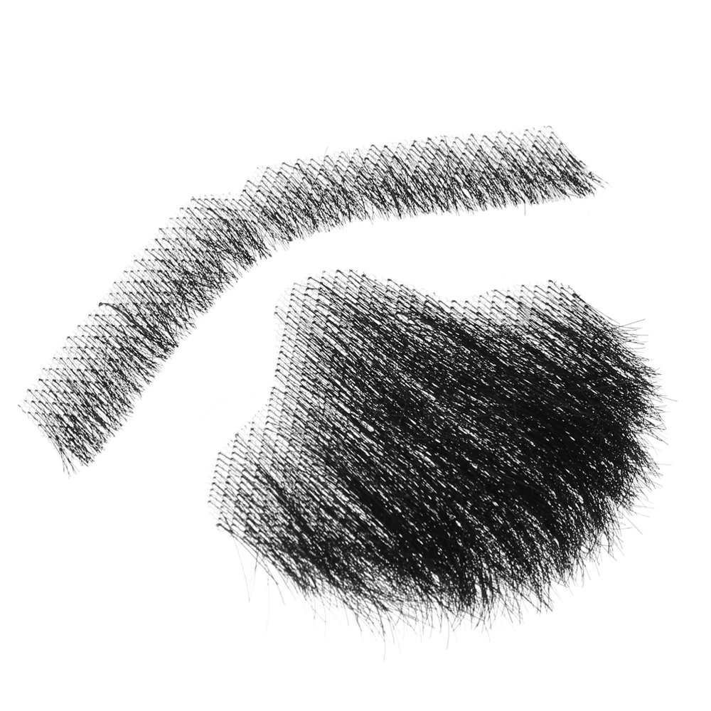 DEARMAMY Artificial Beard Mask for Men Realistic Facial Hair Fake Mustache Halloween Costume Wig for Men Black