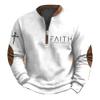 Qhecomce Men's Faith Print Casual T-Shirt Faith Ephesians 2 8 Pullover Faith Over Fear Hoodie White view 1