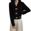 Bow Sweater Womens Long Sleeve Loose Chunky Knit Christmas Sweater Coats One-Size (Black,One Size) view 1