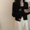 Bow Sweater Womens Long Sleeve Loose Chunky Knit Christmas Sweater Coats One-Size (Black,One Size) view 3