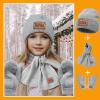 Custom Toddlers Winter Hat Scarf Gloves Set 3 Pcs for Girls Boys, Personalized Leather Patch Baby Beanie Hat, Army Green Knited Warm Set for Infant Kids view 3