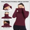 baleaf Thermal Long Sleeve Shirts for Women Mock Neck Base Layer Underwear Top Warm Fleece Winter Clothes with Neck Gaiter Wine Red 2XL view 2
