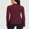 baleaf Thermal Long Sleeve Shirts for Women Mock Neck Base Layer Underwear Top Warm Fleece Winter Clothes with Neck Gaiter Wine Red 2XL view 3