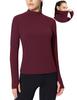 baleaf Thermal Long Sleeve Shirts for Women Mock Neck Base Layer Underwear Top Warm Fleece Winter Clothes with Neck Gaiter Wine Red M view 1