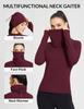 baleaf Thermal Long Sleeve Shirts for Women Mock Neck Base Layer Underwear Top Warm Fleece Winter Clothes with Neck Gaiter Wine Red M view 2