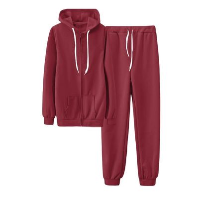 2 Piece Tracksuit for Womens Cotton Zipper Drawstring Long Sleeve Hoodie Trousers Fashion Sport Workout Jogging Sets